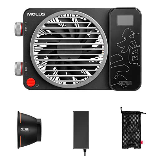 ZHIYUN MOLUS X100 Bi-Color 100W COB Video Light, 385g LED Pocket Light 17317 Lux 2700K-6500K CRI 95+/TLCI 97+ with Bluetooth App Control AC/DC Power Supply