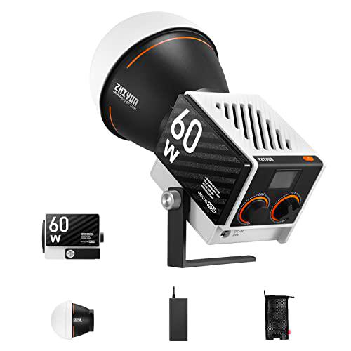 ZHIYUN MOLUS G60 [Oficial] 60W Luz Led Video 2700K-6500K CRI 96+ TLCI 97+ Bluetooth App Control Remoto Iluminacion Fotografia con Fuente de Alimentación DC/PD