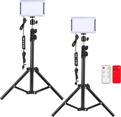 COLORLAM 2 Pack Luz de Video LED RGB con Trípode Ajustable y Filtro de Color Luz de Cámara Regulable 2500K-6500K Adecuado para Videos de Youtube, TikTok