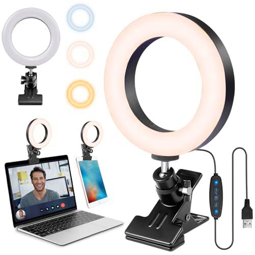 Anillo Iluminacion Profesional LED Selfie, 4,52 " Anillo de Luz con Clip