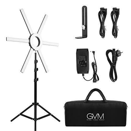 Iluminación de Video LED GVM de 90W con luz de Video led CRI 97+ Bi Color Regulable 3200K-5600K con Soporte