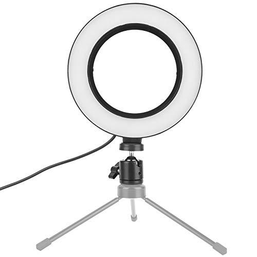 Anillo de luz LED Selfie de 6 ", interfaz USB con soporte para trípode 3 modos de luz y 10 niveles de brillo para maquillaje Transmisión en vivo y producción de videos de YouTube Material ABS, lámpara