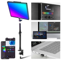 NEEWER GL1C RGB 15,5" Key Light, 48W Edge Lit Suave Stream Juego Luz con 2.4G PC/Mac iOS/Android App/WiFi/Stream Deck Control
