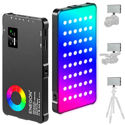 ENEGON RGB Video Light, Batería Recargable de 4000mAh incorporada LED Camera Light Full Color 24 Efectos de luz comunes