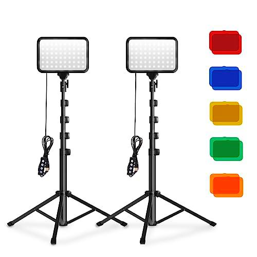 Stynice 2pcs Luz LED de Vídeo Regulables con Soporte de Trípode Ajustable y Filtros de Color para Zoom/Tiktok/Fotografía de Productos/Youtube