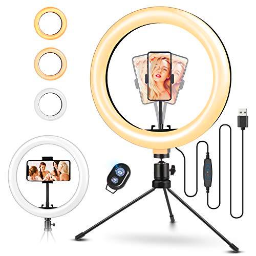 ELEGIANT Aro de Luz Trípode Fotografía, 10.2&quot; Anillo de Luz Selfie con Control Remoto 120 LED 3 Modos 11 Niveles de Luz para TikTok Youtube Instagram Vlog Vídeo Maquillaje Enseñanza para iOS Android