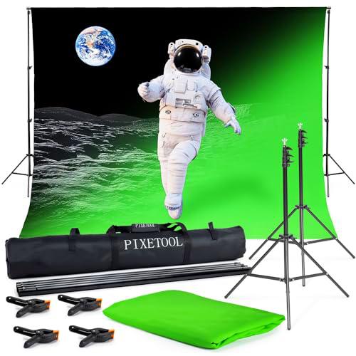 PIXETOOL Green Screen (3m x 3m) - Croma Verde con Soporte (2,6m x 3m)