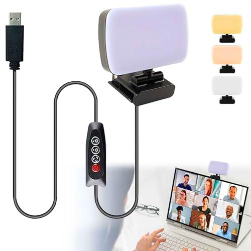 Molbory Luz de videoconferencia, cámara web, lámpara LED de vídeo con cable USB y clip