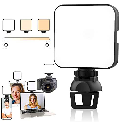 LED Videoleuchte, LWYOU Tragbares Kamera Licht Fotolleuchte mit Clip&amp;Ständer für Videoconferenz