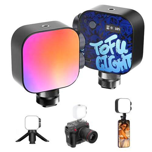 PHOTOOLEX Luz LED portátil, Tofu Set Luz de cámara Luces de fotografía a Todo Color de 360º 2500-9900K con batería Recargable de 2000mah