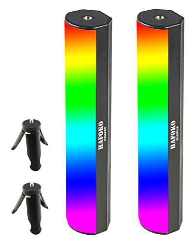 HAFOKO 2 Piezas W200 RGB Fotografía Mano Luz LED Video Luz Varita Camera Iluminacióna de Mano Vlog w Magnético CRI95+ 2500K-9000K Batería Integrada 3000mAh Compatible con Vlogging Youtube TIK Tok
