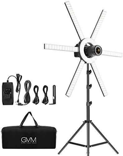 GVM - Anillo luminoso GVM 90 W LED, iluminación de vídeo LED bicolor 3200K-5600K con trípode