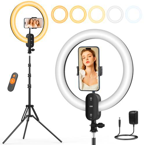 Unicucp 12" Aro de Luz con Tripode, Anillo de Luz LED Profesional para Movil con batería de 2800 mAh