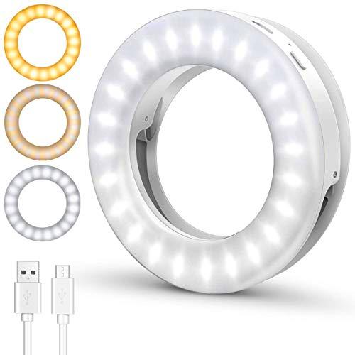 ELEGIANT Anillo de Luz LED Fotografia Selfie, Aro de Luz Maquillaje con 4 Modos de Colores