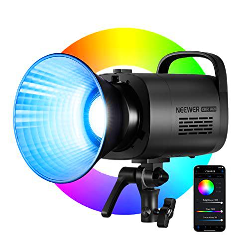 NEEWER CB60 RGB 70W Luz LED 2,4G/App Control, Iluminacion Continua COB Foco Lampara Todo Color Bowens Mount 18000Lux@@1m CCT 2700K-6500K CRI97+ 17 Escenas para Estudio Fotografia y Video