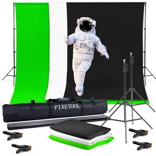 PIXETOOL Green Screen (2,8m x 1,8m) - Croma Verde Con Soporte (2m x 2m)