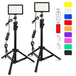 2 Paquete de 70 LED Luz de vídeo con 120cm Soporte para trípode/Filtros de Color