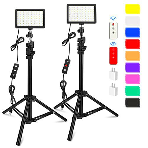 2 Paquete de 70 LED Luz de vídeo con 120cm Soporte para trípode/Filtros de Color