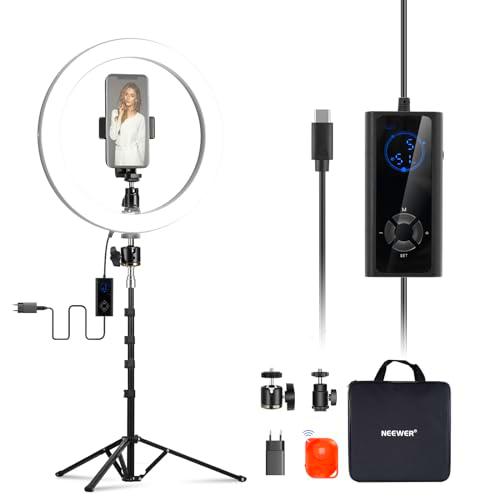NEEWER 12" 24W Anillo de Luz LED de Alta Potencia para Teléfono con 71" Soporte,Bi Color 2900K-7000K