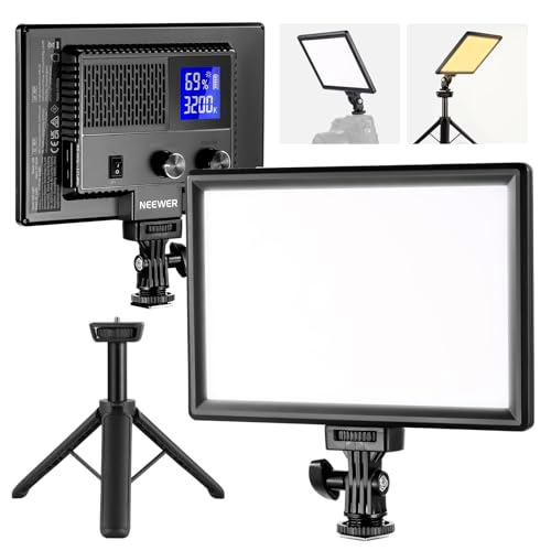 NEEWER 9" Panel de Luz Video LED, Luz Suave para Cámara DSLR Regulable con Mini Trípode