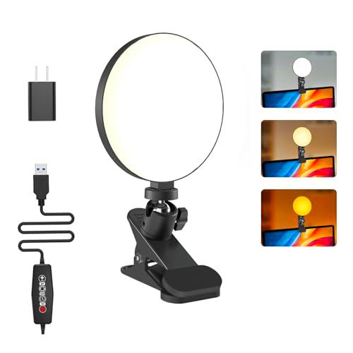 Mojimdo 97LED Video Conferencia Luz, 3 Colores y 5 Brillo de Luz de Vídeo Clip en Monitor