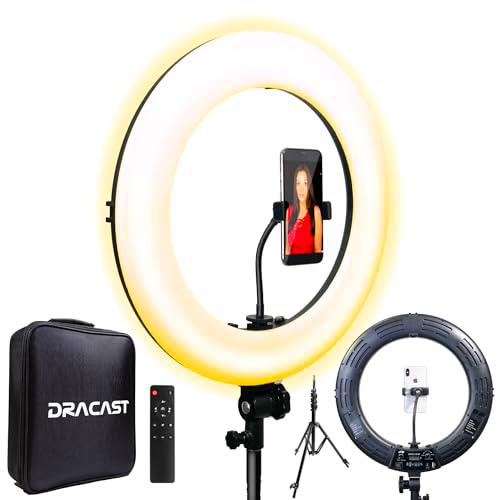 Dracast LED180 Halo Plus Series Bicolor - Anillo de luz con trípode