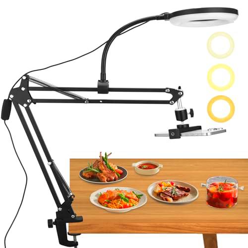 QCXWCJWD Soporte para Teléfono con Anillo de Luz, 6" Luz de Anillo con Soporte para Escritorio