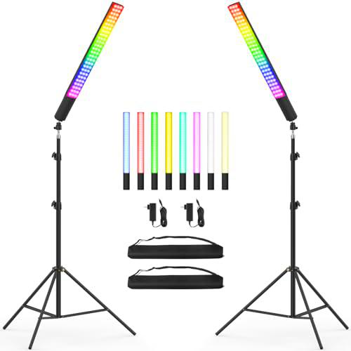 Obeamiu Paquete de 2 varitas de luz RGB para fotografía