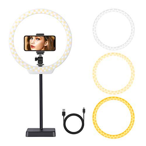 Neewer USB LED Luz de Anillo 26cm: de 5W/10W Regulable Bi-Color 3200-5500K