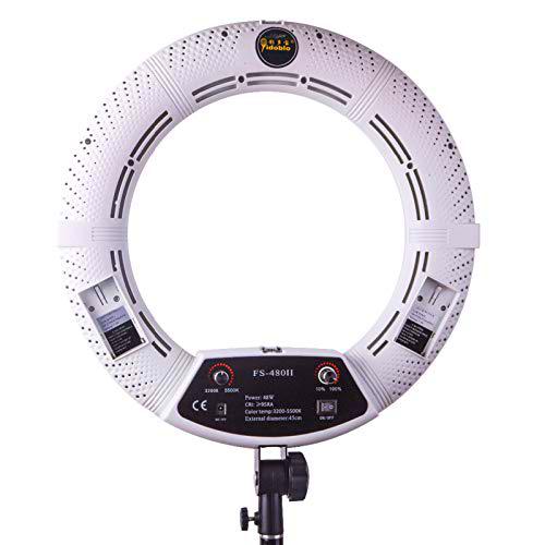 Yidoblo Kits de luz de Anillo LED de 18 Pulgadas Bi Color Dimmable Photo Studio Video Selfie Youtube Fotografía Iluminación Continua Soporte para teléfono/cámara,Soporte de luz,Bolsa