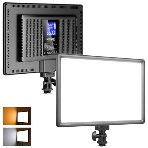 NEEWER 192LED Luz de Video 20W DSLR Cámara Bicolor Ultra Delgada Regulable Panel de Iluminación con 8000mAh Batería Litio Incorporada 3200-5600K CRI97+ para Fotografía Live Streaming Videoconferencia
