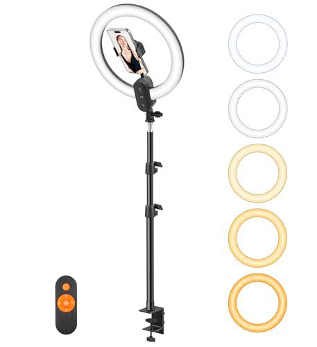 Unicucp 12'' aro de luz con 112cm Brazo de Soporte Resistente y Soporte,tripode con luz para movil para teléfono para grabación de Video