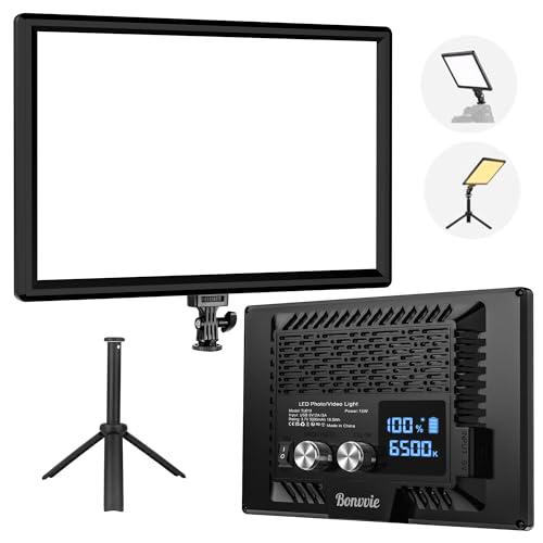 Bonvvie Luz LED Video, 3000-6500K Luz de Foto para Estudio y Fotografía al Aire Libre