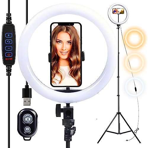 Ring Light con trípode (1,60) - Anillo luminoso de 10" para maquillaje/contenido de Youtube/TikTok