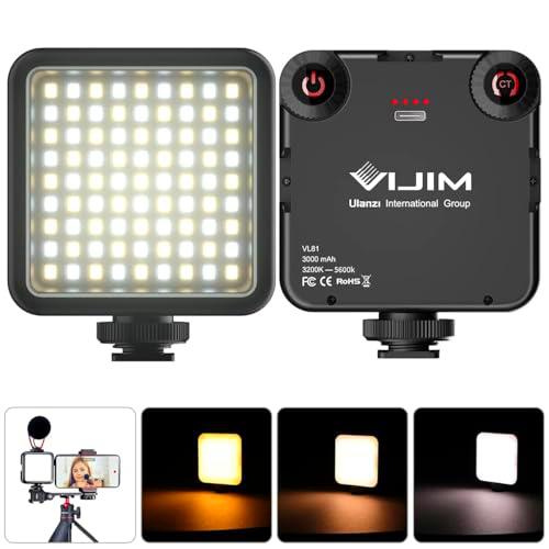 Luz de Cámara, Luz LED con 3 Zapatas Frías, Luz de Video Recargable 3000mAh