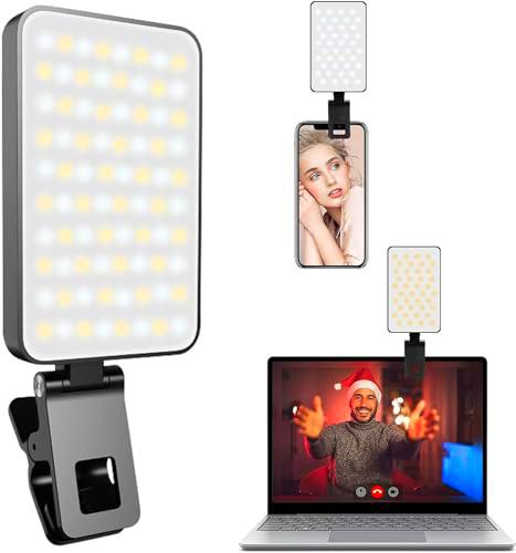 Camnoon LED Video Lámpara con Clip, Selfie Streaming Luz con 80 LED Beads