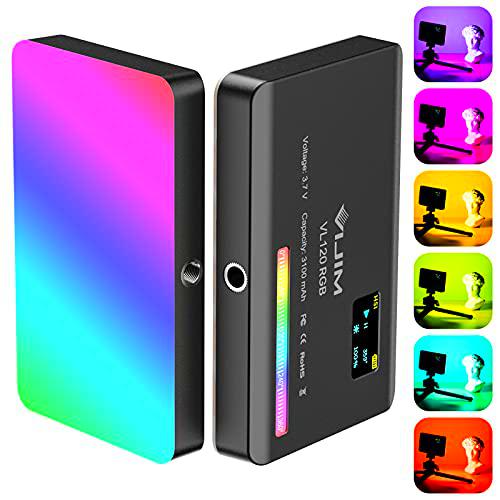 ULANZI VL120 RGB Luz de vídeo LED, luz de vídeo de 5" Regulable 2500K-9000K