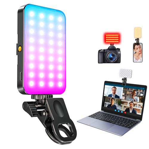 106 LED Luz para Fotos Video, 1200 mAh Recargable Lámpara Portátil Selfie con Clip y Cámara Tripod Adapter para Teléfono