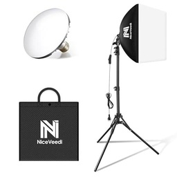 LED Softbox, Foco Fotografía 40 x 40 cm lámpara de fotografía con trípode de 160 cm y Bombilla LED 50 W/5400 K