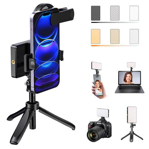 Luz para vídeo LED, luz para fotos portátil regulable 2500-9000 K CRI 95+ 3000 mAh Batería 120 LED con einen Mini-Polarisator und einen Clip