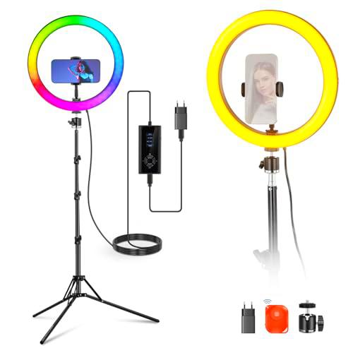 NEEWER - Anillo luminoso de 12 pulgadas con trípode compatible con iPhone
