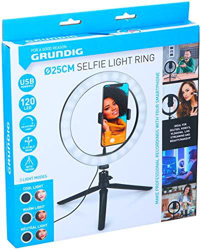 Grundig Anillo de luz para Selfie con trípode - Lámpara de Anillo