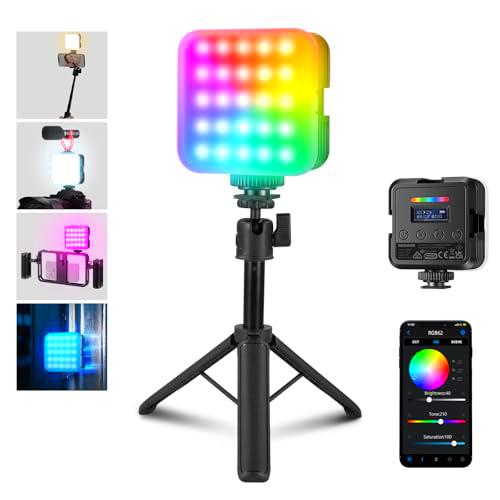 NEEWER Luz Vídeo RGB Cámara Magnética con Trípode Escritorio y 3 Zapatos Fríos
