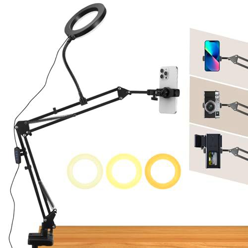 Trípode para Teléfono Celular con Anillo de Luz, Anillo de Luz LED con Soporte para Teléfono Celular