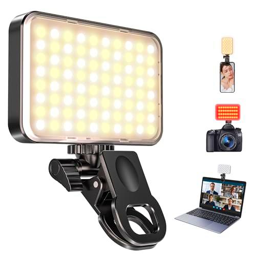 106 LED Luz para Fotos Video, 3000 mAh Recargable Lámpara Portátil Selfie con Clip y Cámara Tripod Adapter para Teléfono