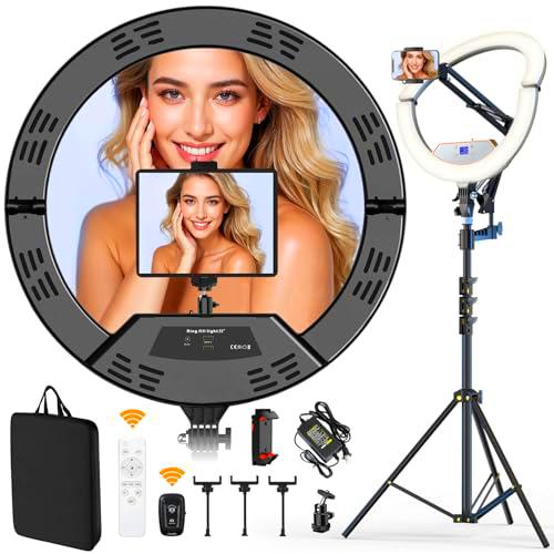 22" Plegable Aro de Luz LED Profesional con 75" Trípode,- Kit Completo para Fotografía/Streaming (Soporte Superior