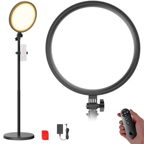 NEEWER BÁSICO 12" 24W Aro Luz Grande con 68" Soporte/Soporte Teléfono/Control Remoto para iPhone Grabación Selfie Streaming Maquillaje Estudio Panel Luz LED Pantalla Completa CRI98 3000K-6500K, BR13