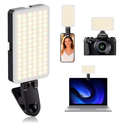 BNEHHOV 90 LED Portátil Selfie Luz con Clip, CRI 95+ Recargable 1800mAh Teléfono Luces de Relleno