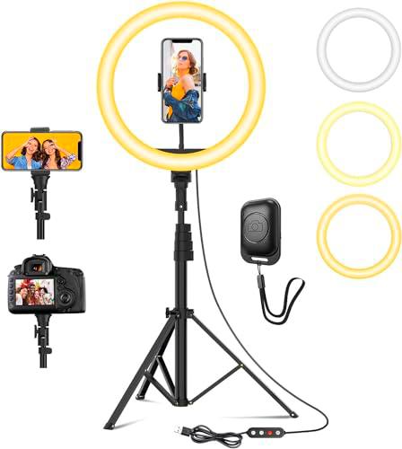 YOHOOLYO 12" Ring Light con trípode 64" Anillo luminoso LED con 10 Brillo