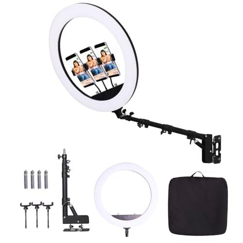 FEIFANTEAM 25 pulgadas de pared para anillo luminoso con soporte de teléfono
